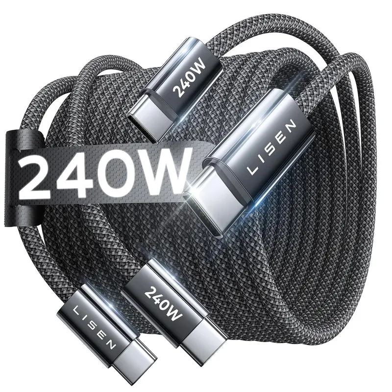LISEN 2er-Pack 240W USB C auf USB C Kabel 3M Ladekabel Schwarz