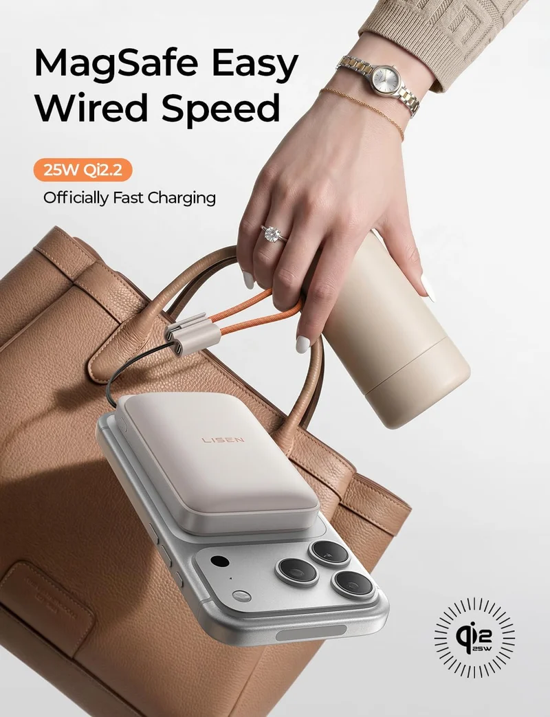 LISEN Qi2.2 25W für Magsafe Powerbank (Khaki)