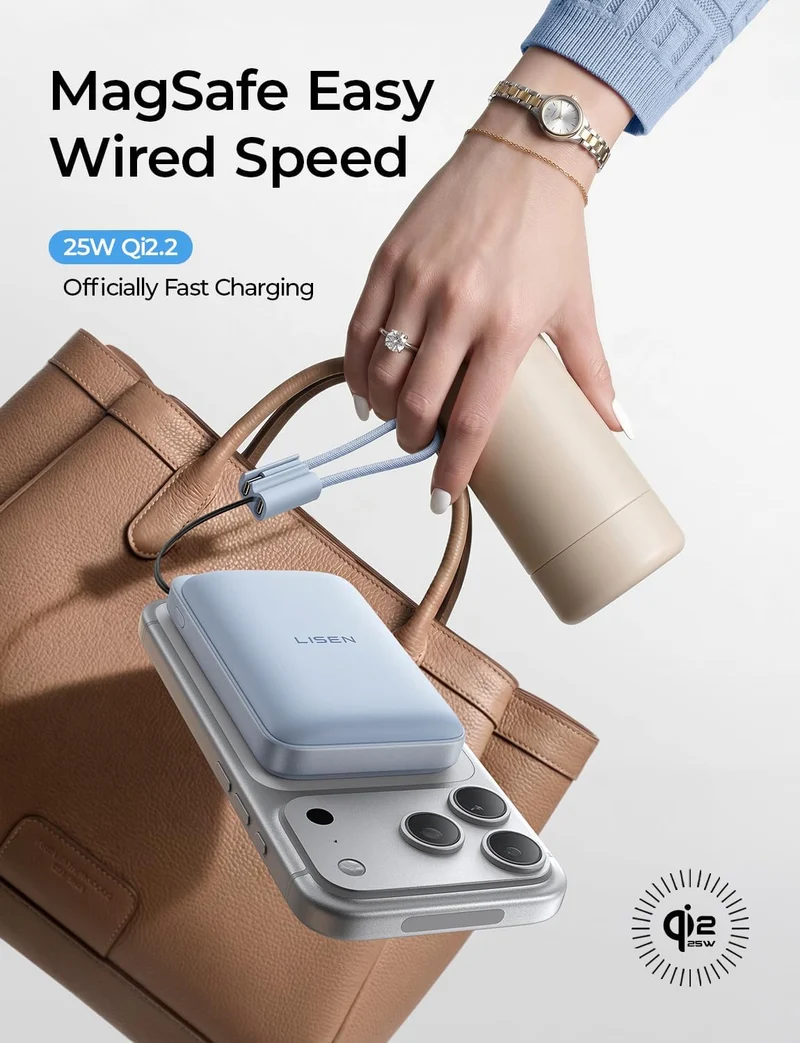 LISEN Qi2.2 25W für MagSafe Powerbank (Blau)
