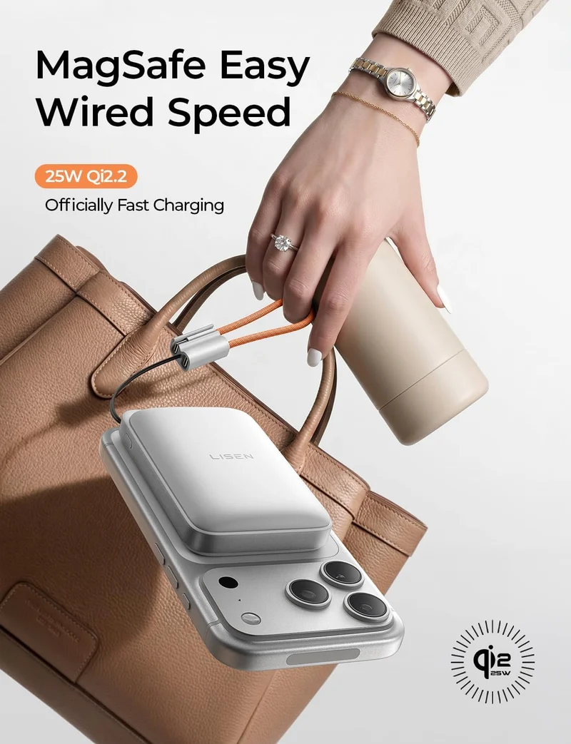 LISEN Qi2.2 25W für Magsafe Powerbank (Weiß)