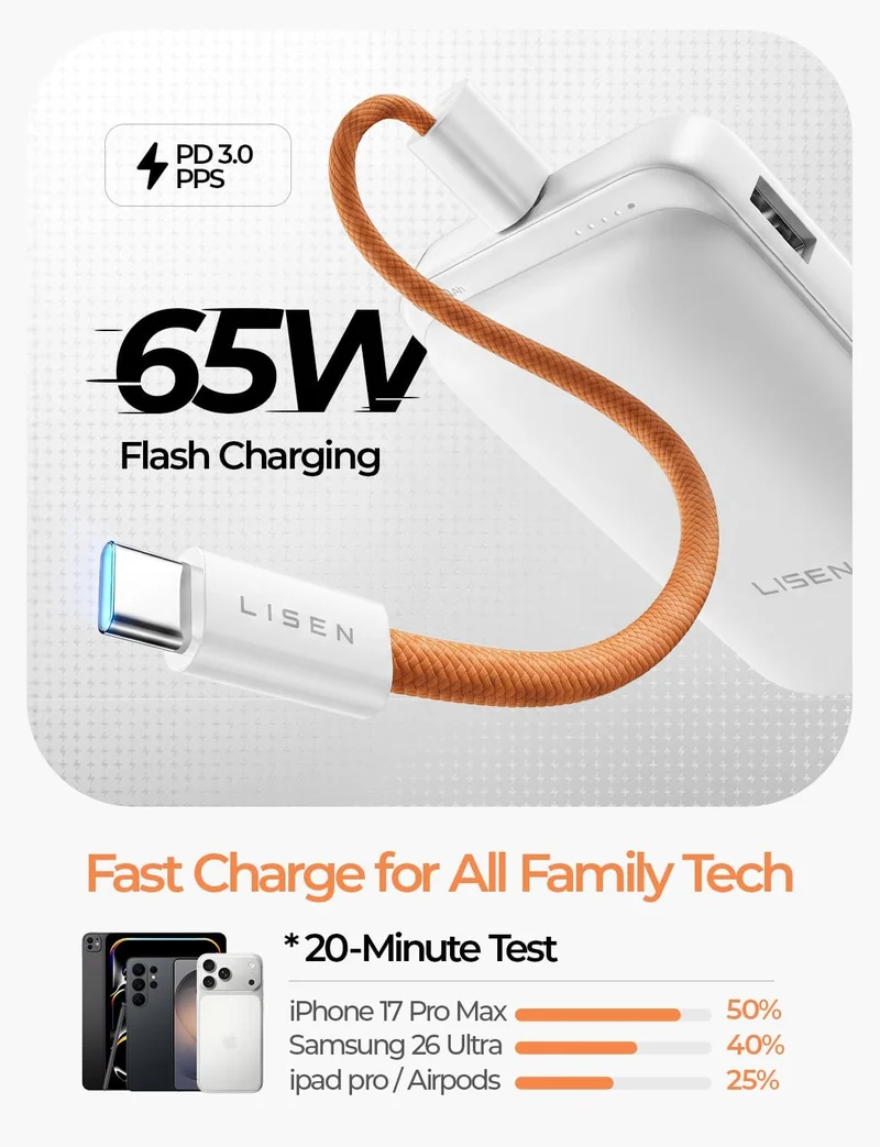 LISEN Qi2.2 25W für Magsafe Powerbank (Weiß)