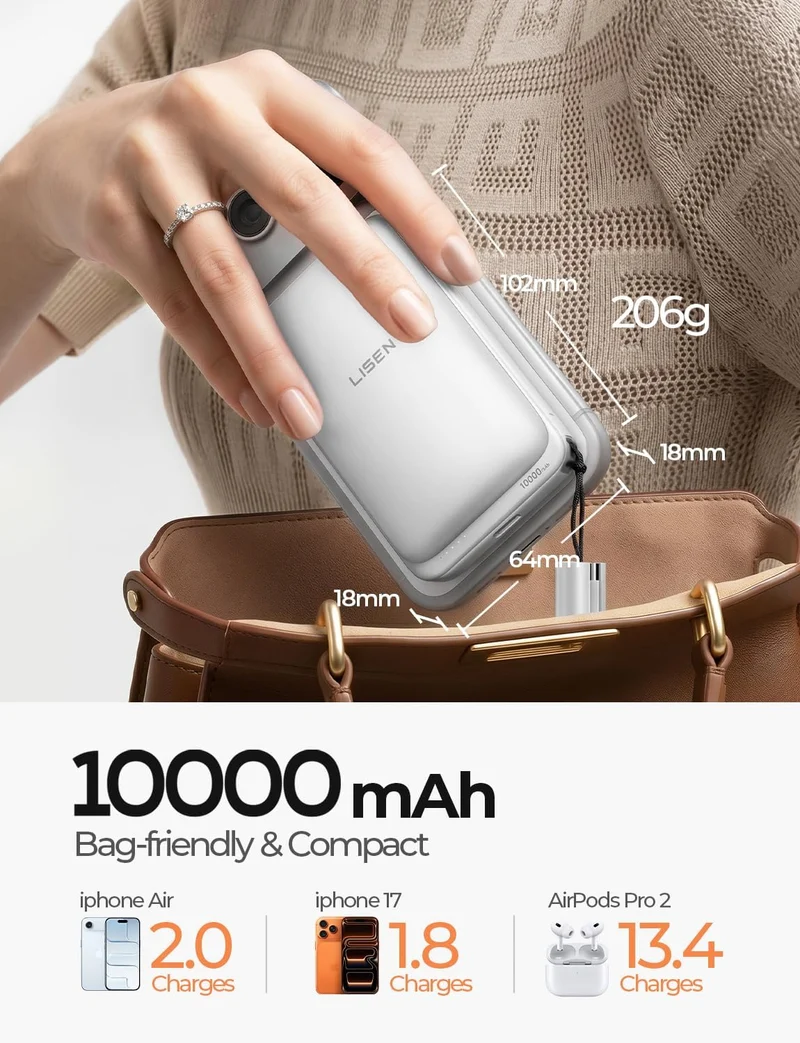 LISEN Qi2.2 25W für Magsafe Powerbank (Weiß)