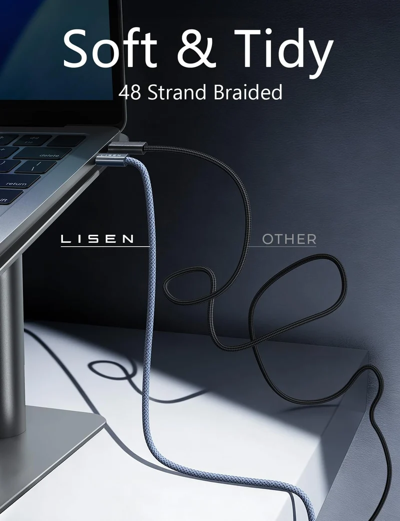 LISEN USB-C-auf-USB-C-Kabel, 240W C-auf-C-Schnellladekabel [2m, 2 Stück] Typ-C-Schnellladekabel USBC-auf-USBC-Kabel für iPhone 17 16 15 Pro Max iPad MacBook Neo Air Pro Samsung S26 S25 Ultra