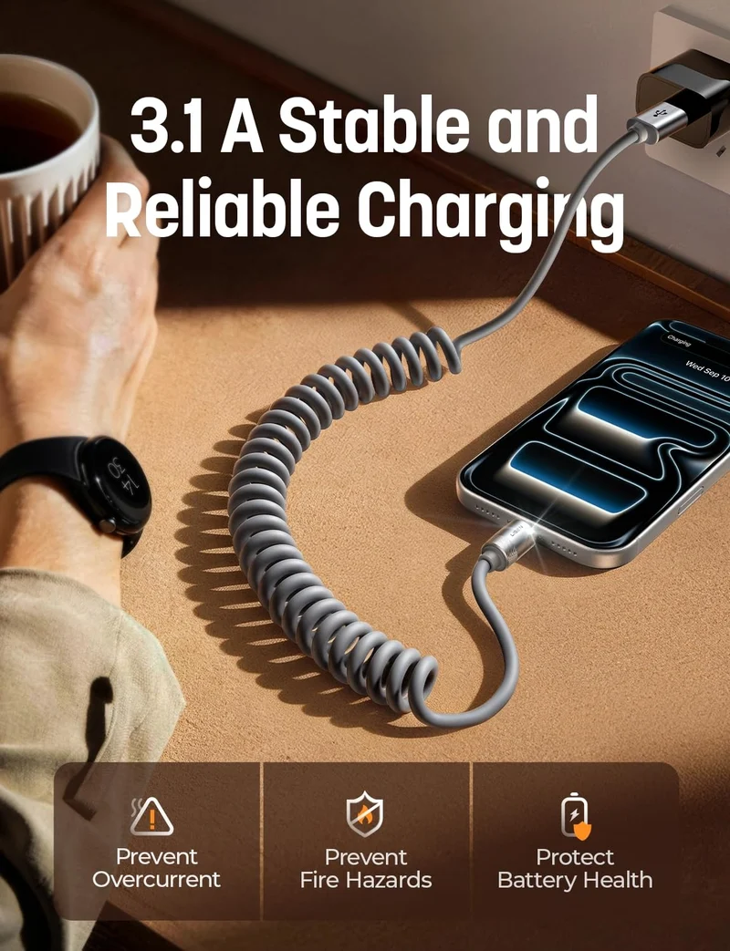 LISEN Gewickeltes USB-A-auf-C-Kabel (2er-Pack)