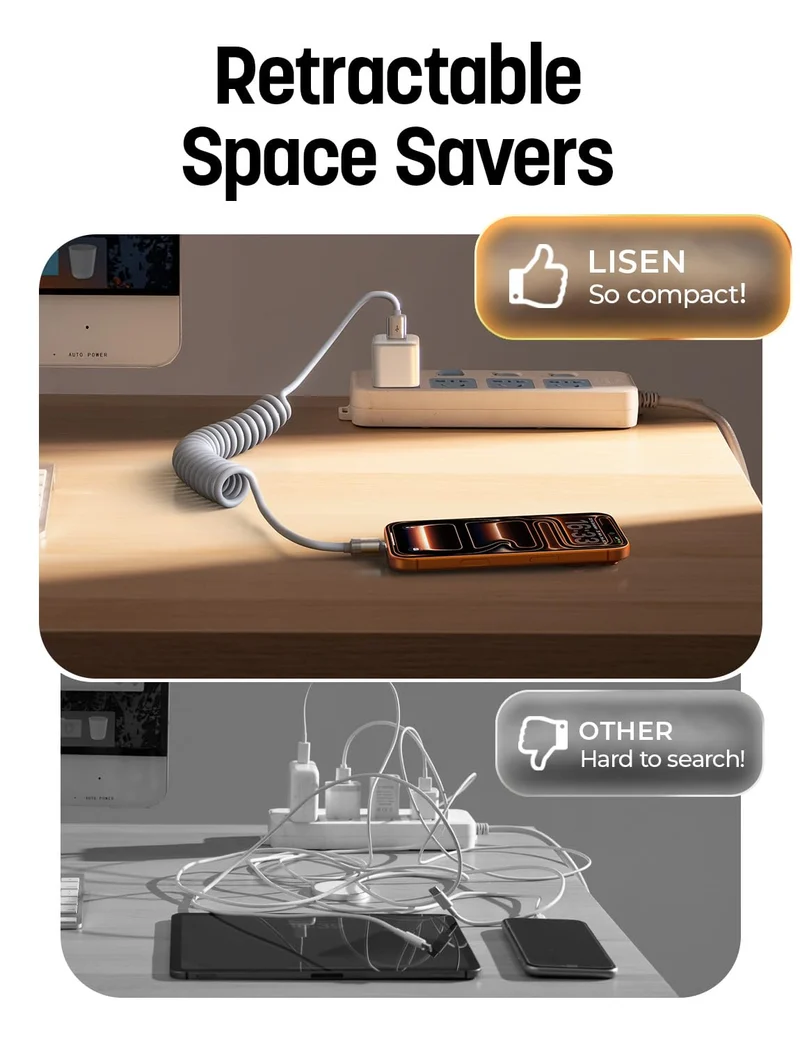 LISEN Gewickeltes USB-A-auf-C-Kabel (2er-Pack)