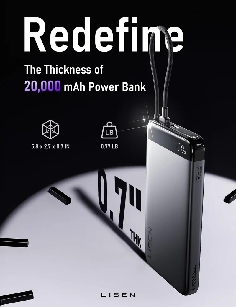 LISEN 20000mAh Powerbank Tragbares Ladegerät
