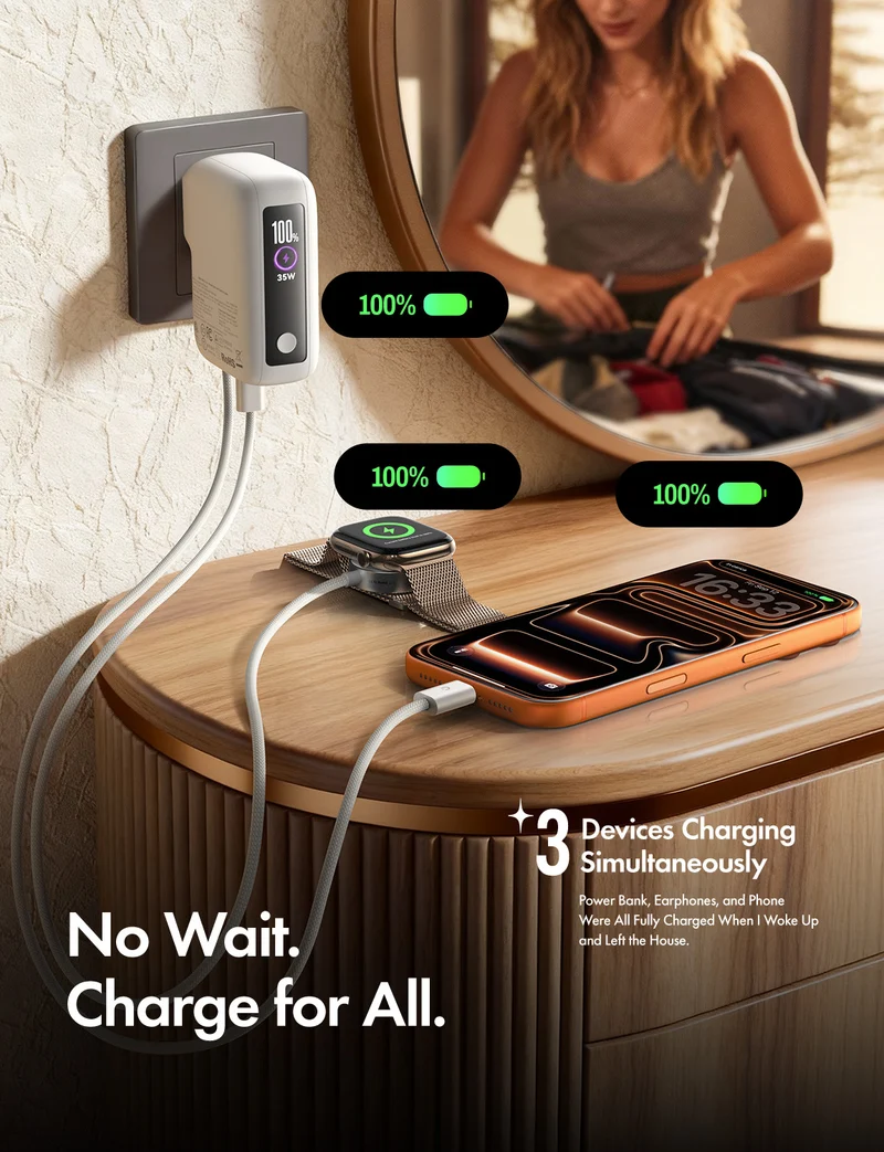 LISEN 3-in-1 35W Schnellreise-Ladegerät