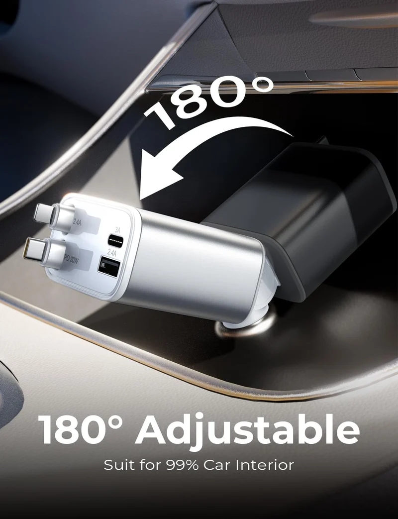 LISEN für iPhone 17 Einziehbares Autoladegerät