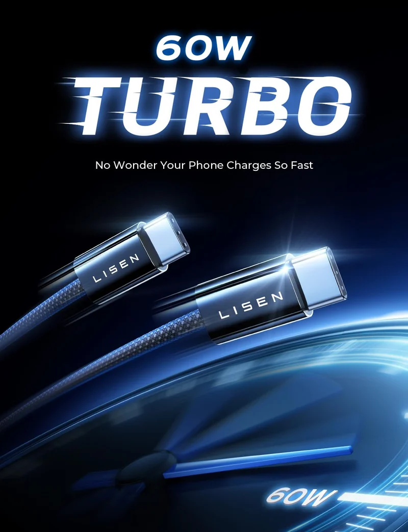 Lisen USB-C-zu-C-Kabel [60 W, 5er-Pack]