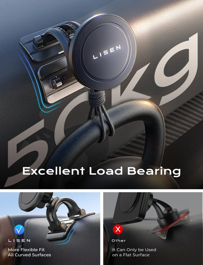 LISEN 15W MagSafe Auto-Halterung mit Ladefunktion und 24 starken Magneten