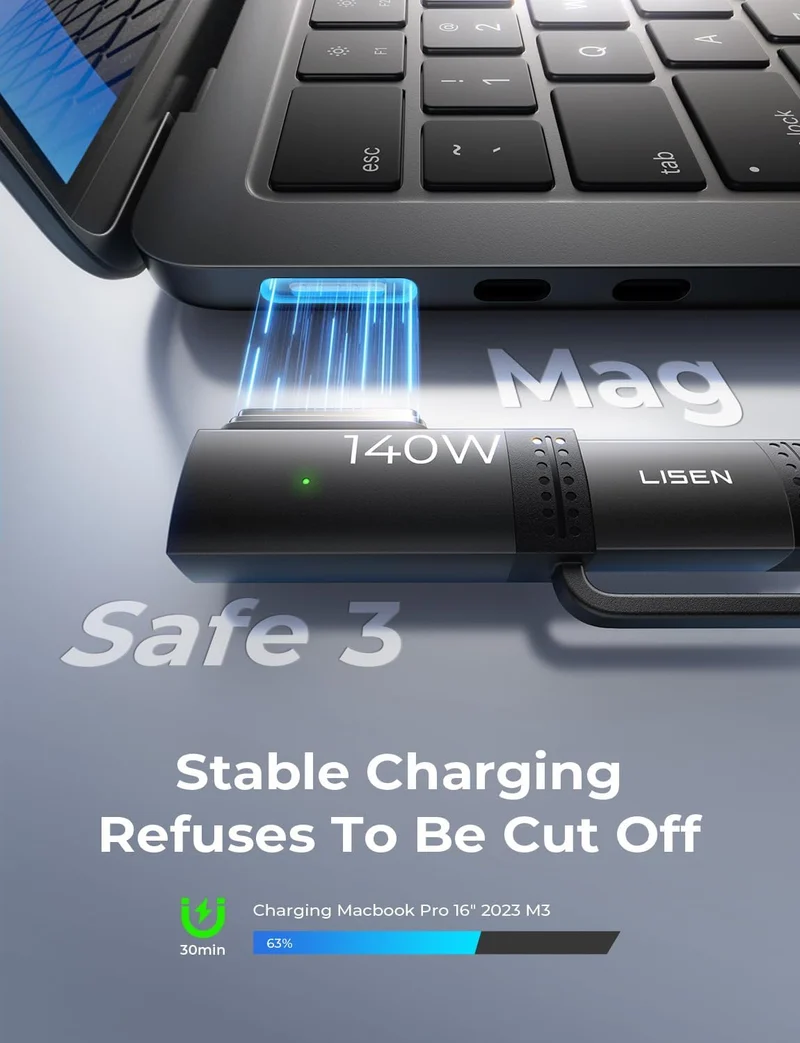 LISEN 140W USB-C auf Magnetkabel