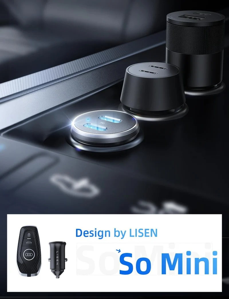 LISEN 90W USB-C Autoladegerät mit Schnellladefunktion für iPhone 17