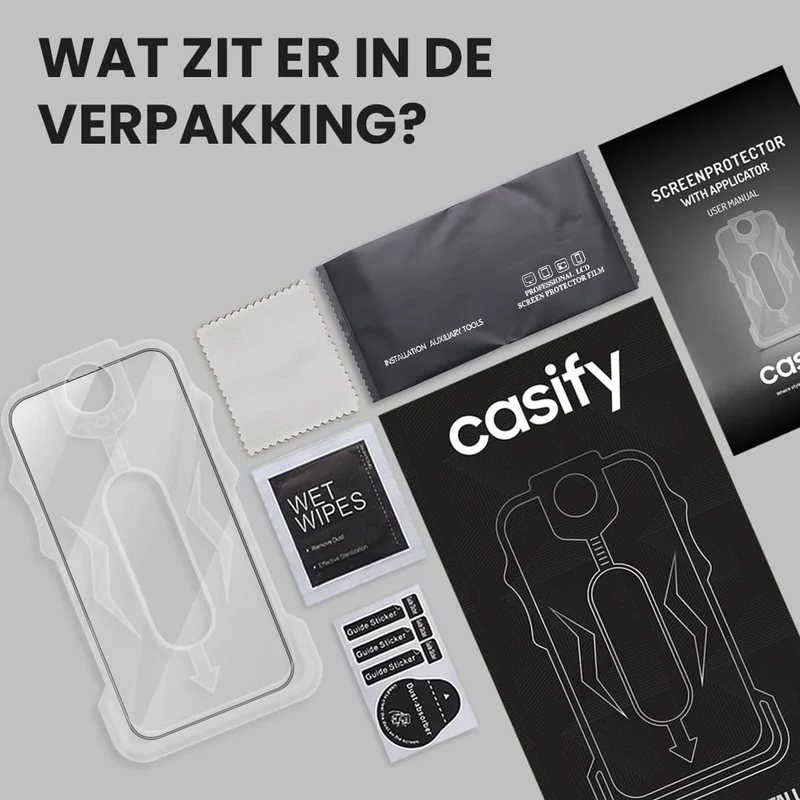 Casify Gehard Glas Full Cover Screenprotector met installatiekit voor de iPhone Air