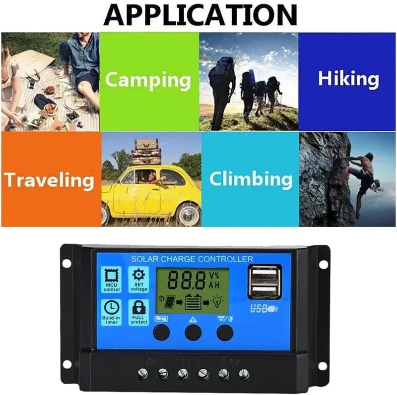 200 Watt Flexible Solar Panel Kit Dual 5V 12V USB Outputs 100A Solar Charge Controller for Home RV Grid Applications for Camping