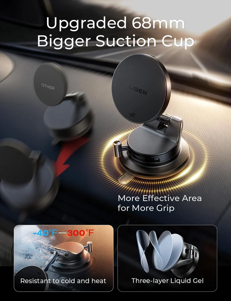LISEN for Qi2 25W MagSafe Car Mount Charger, MagSafe Car Charger, Fast Wireless Charging Car Charger for iPhone
