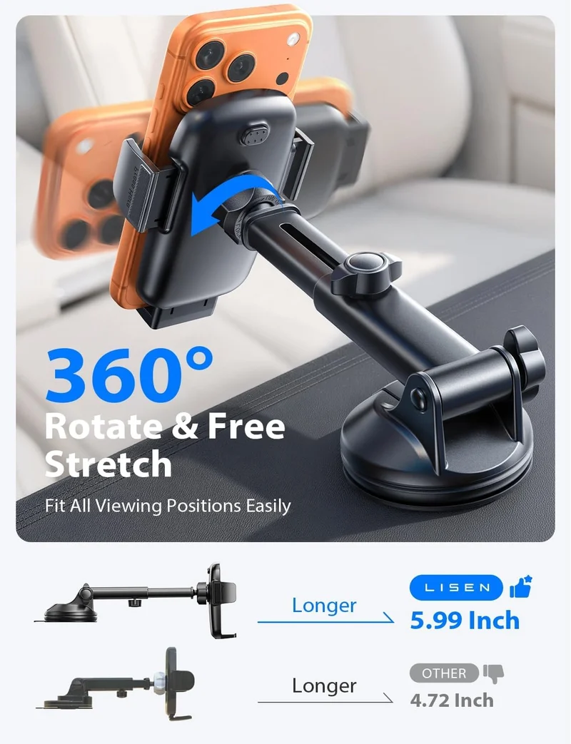 LISEN Car Phone Holder, Mobile Dashboard Phone Holder for Cars Air Vent