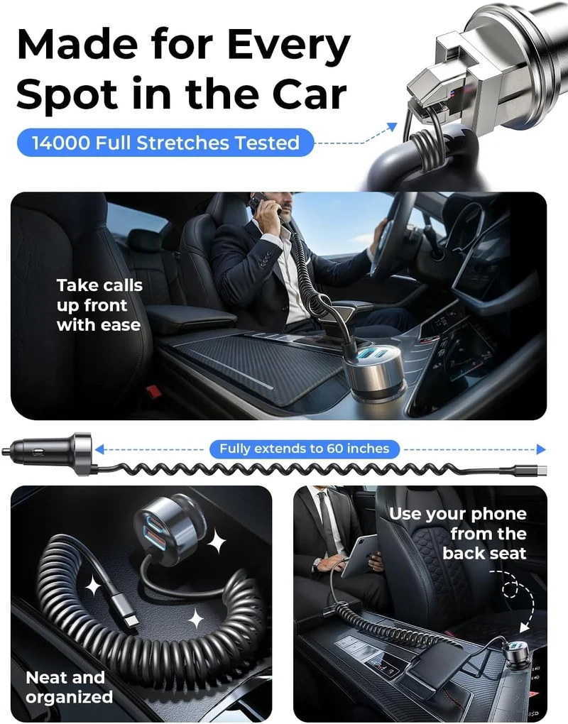 LISEN 90W for iPhone 18 17 16 Pro Max Car Charger USB C Fast Charge Super Fast for iPhone Duo Cigarette Lighter USB C Adapter for iPhone 18 Pro Max,Samsung Galaxy S26 Ultra, Car Accessories