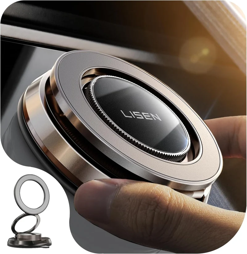 LISEN Suction Phone Mount for Vacuum [All-Metal & Nano Gel 98+LBS Suction] 360 Adjustable Vacuum Magnetic Phone Holder for Car, for Magsafe Car Mount for iPhone 17 Pro Max 16 15 14 13 12