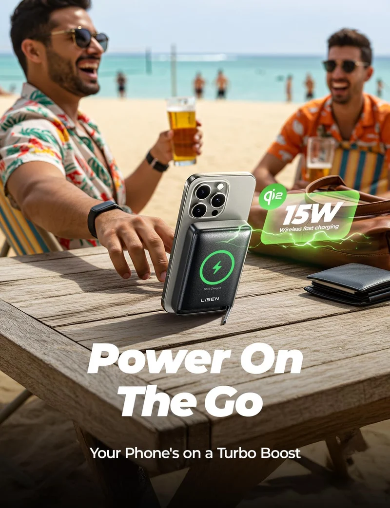 LISEN Qi2 Schnellladefähige tragbare MagSafe Powerbank