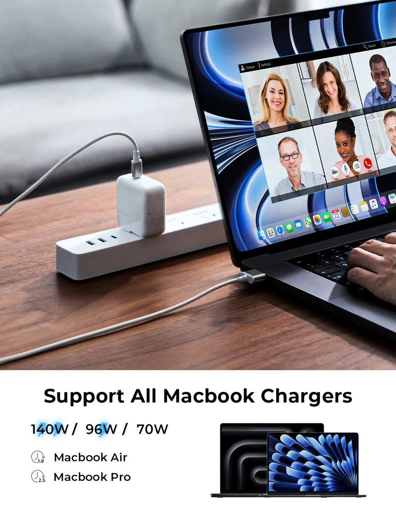 LISEN 140W USB‑C Magnetisches 3-in-1-Kabel 1,8 m