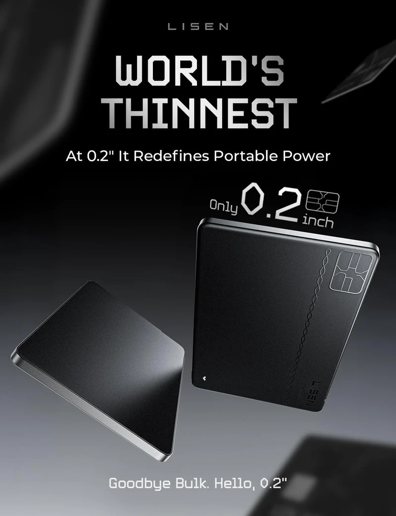 LISEN Ultra-Slim 0.2'' Charge Card Powerbank