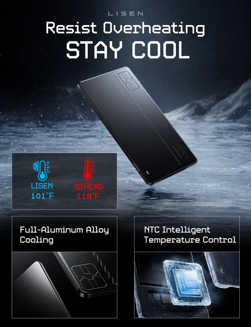 LISEN Ultra-Slim 0.2'' Charge Card Powerbank