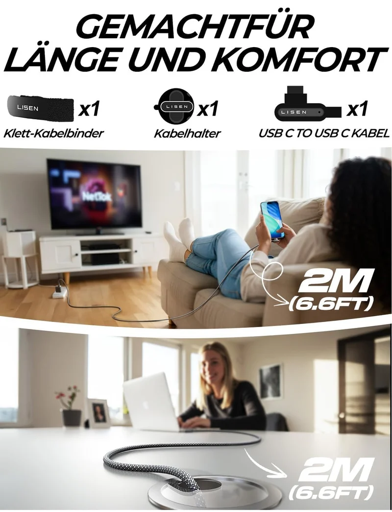 LISEN 240W USB C Kabel 2M