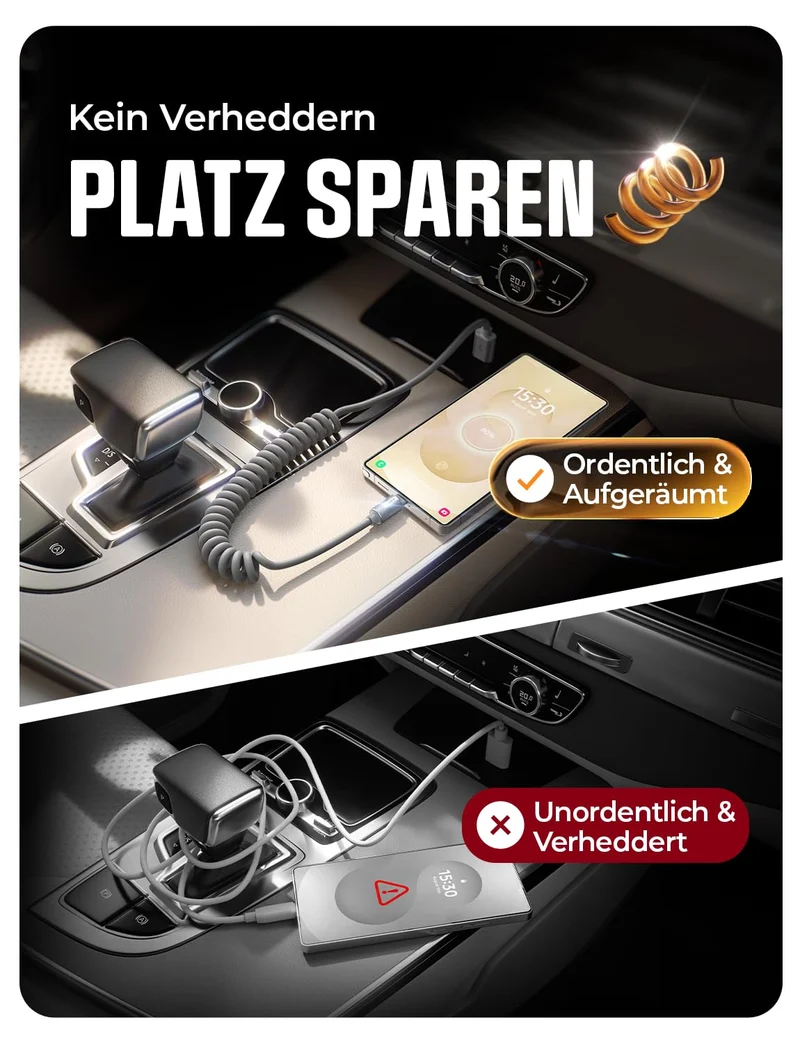 LISEN Aufgerolltes USB-C Kabel 2er-Pack