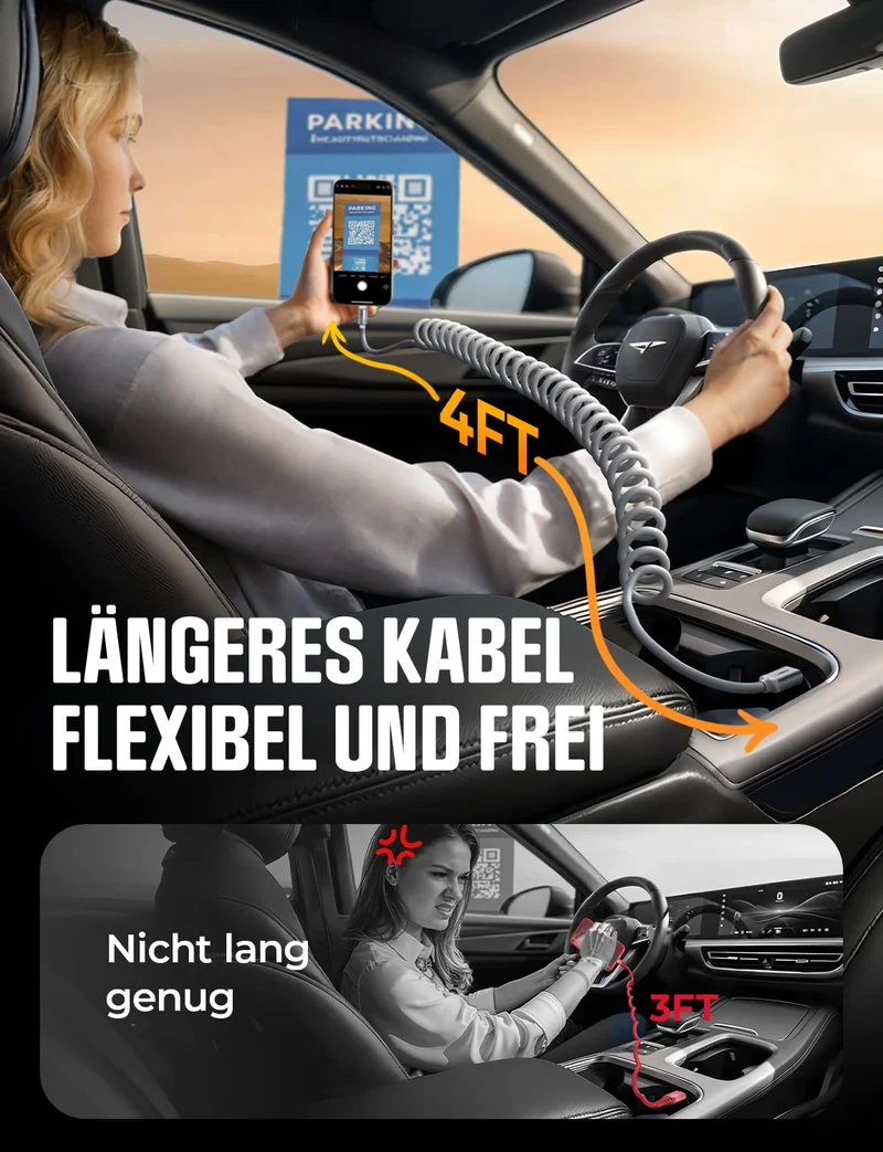 LISEN Aufgerolltes USB-C Kabel 2er-Pack