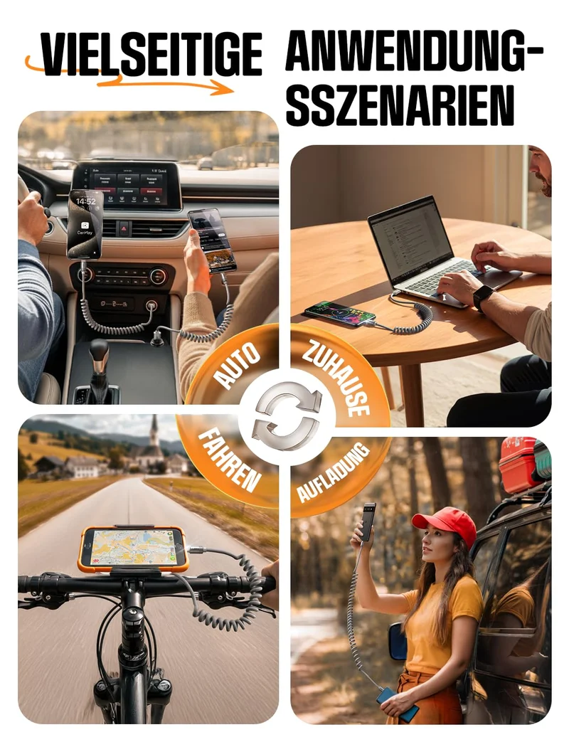LISEN Aufgerolltes USB-C Kabel 2er-Pack