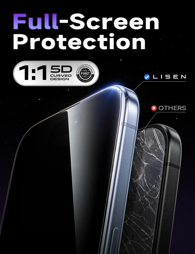 LISEN 2er-Pack Displayschutzfolie für iPhone 17 / iPhone 16 Pro