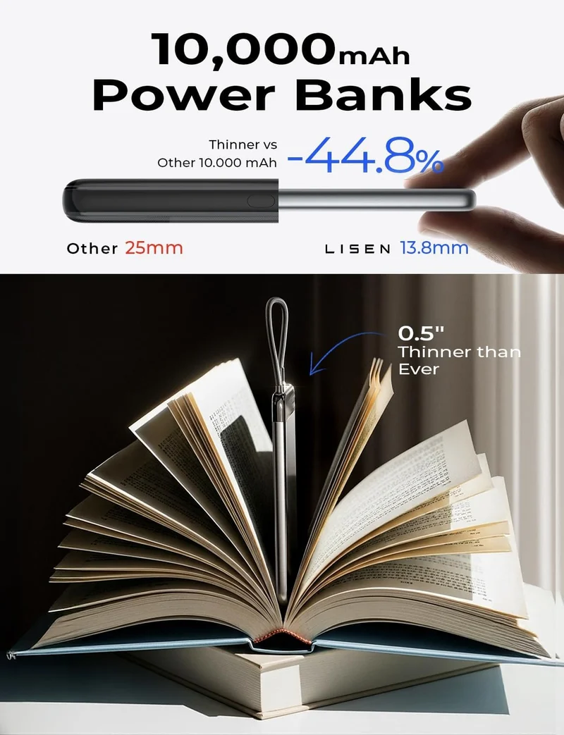 LISEN 0,5" Ultra Slim Powerbank 10000mAh