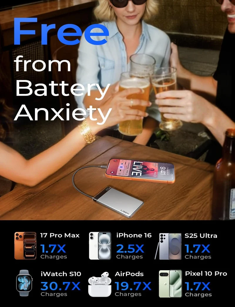 LISEN 0,5" Ultra Slim Powerbank 10000mAh
