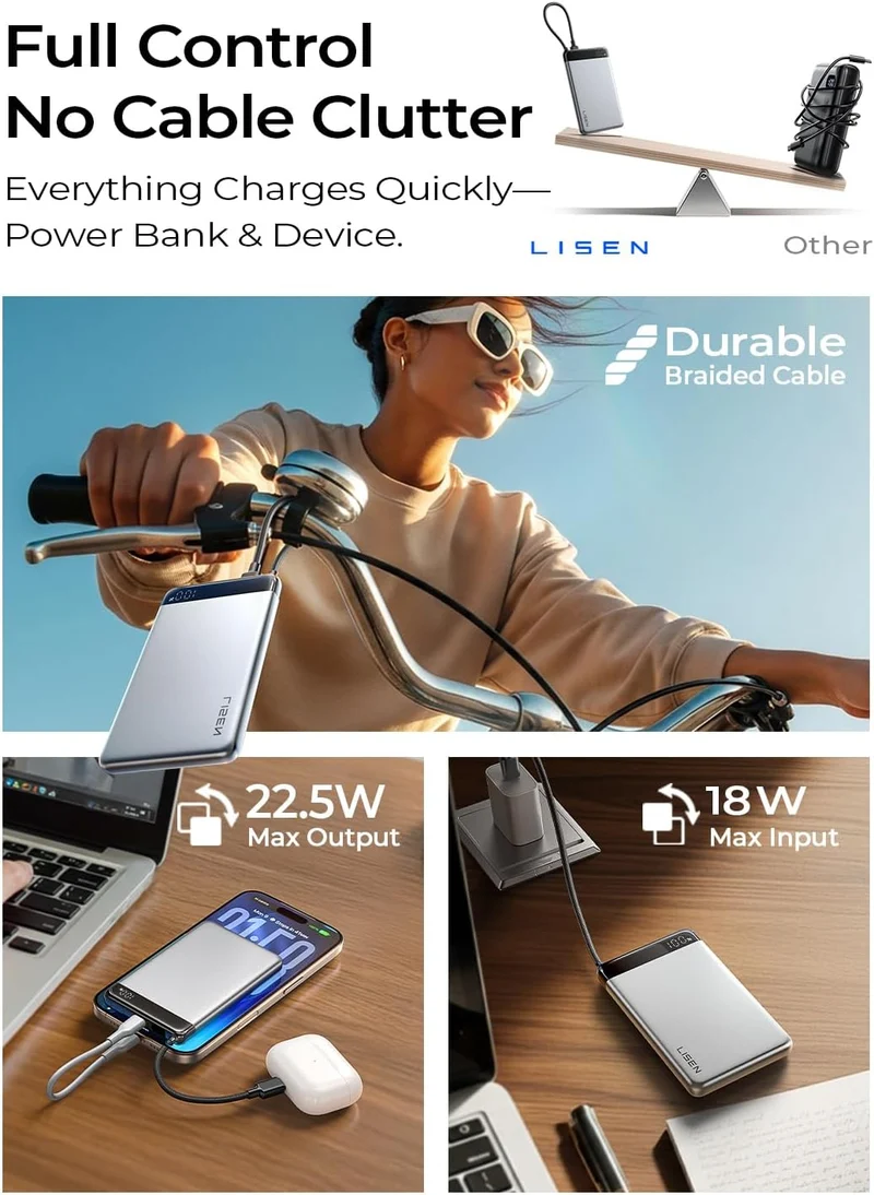 LISEN 0,5" Ultra Slim Powerbank 10000mAh