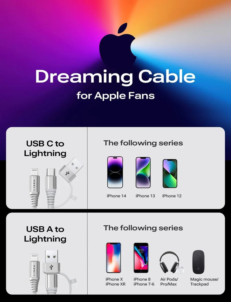 Lisen 30W USB-C-auf-Lightning-Kabel (2er-Pack)