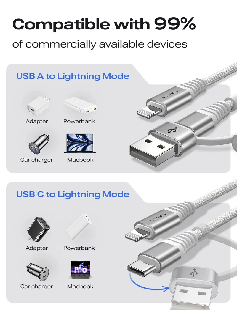 Lisen 30W USB-C-auf-Lightning-Kabel (2er-Pack)