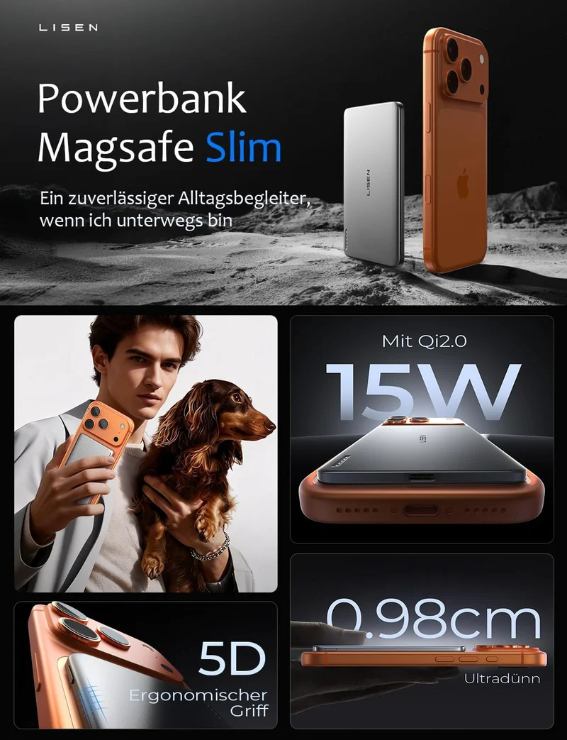 LISEN Powerbank MagSafe Slim Magnetisch