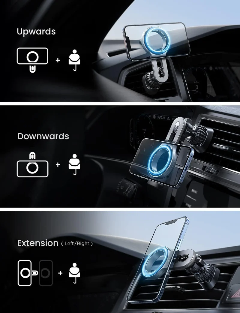 LISEN for iPhone 18 Car Mount, MagSafe Car Mount, Magnetic Phone Holder for Car Vent Phone Mount, Magnetic Car Phone Holder iPhone Car Mount, Air Vent Car Phone Mount Gifts for iPhone 18 17 16, Blue