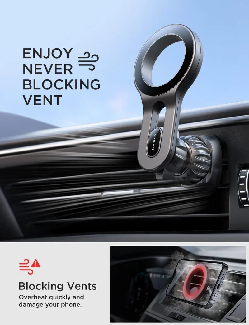 LISEN for MagSafe Car Mount for iPhone 18 Pro Max, Magnetic Phone Holder for Car Vent Phone Mount, Magnetic Car Phone Mount for, Air Vent Car Phone Holder Gifts for iPhone 18 Pro Max Car Holder 17 16