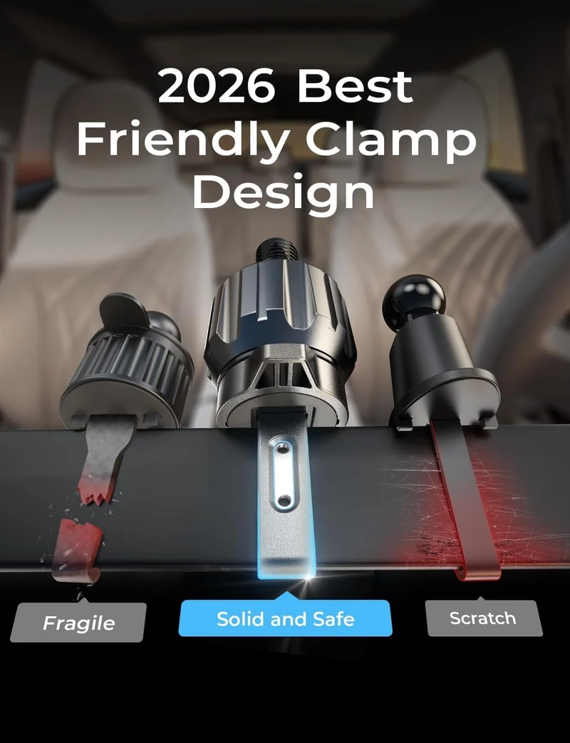 LISEN for iPhone 18 Pro Max Car Phone Holder 2-in-1 Suction Cup Moun-Black