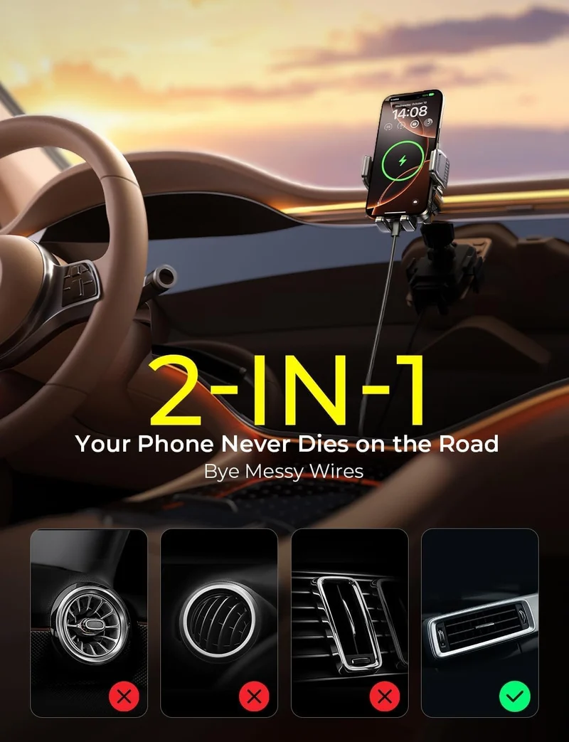 LISEN Für Android [15W Pro] Handyhalterung Auto mit Ladefunktion