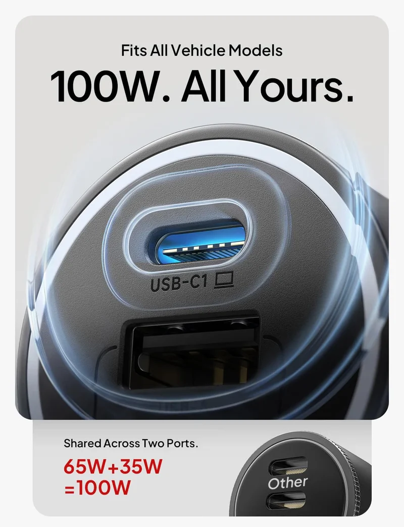 LISEN 136W Super Fast Charge Car Charger USB C PD 100W for Macbook Pro Air HP 14 iPhone 18 Pro Max Duo 3-Port Cigarette Lighter USB Charger