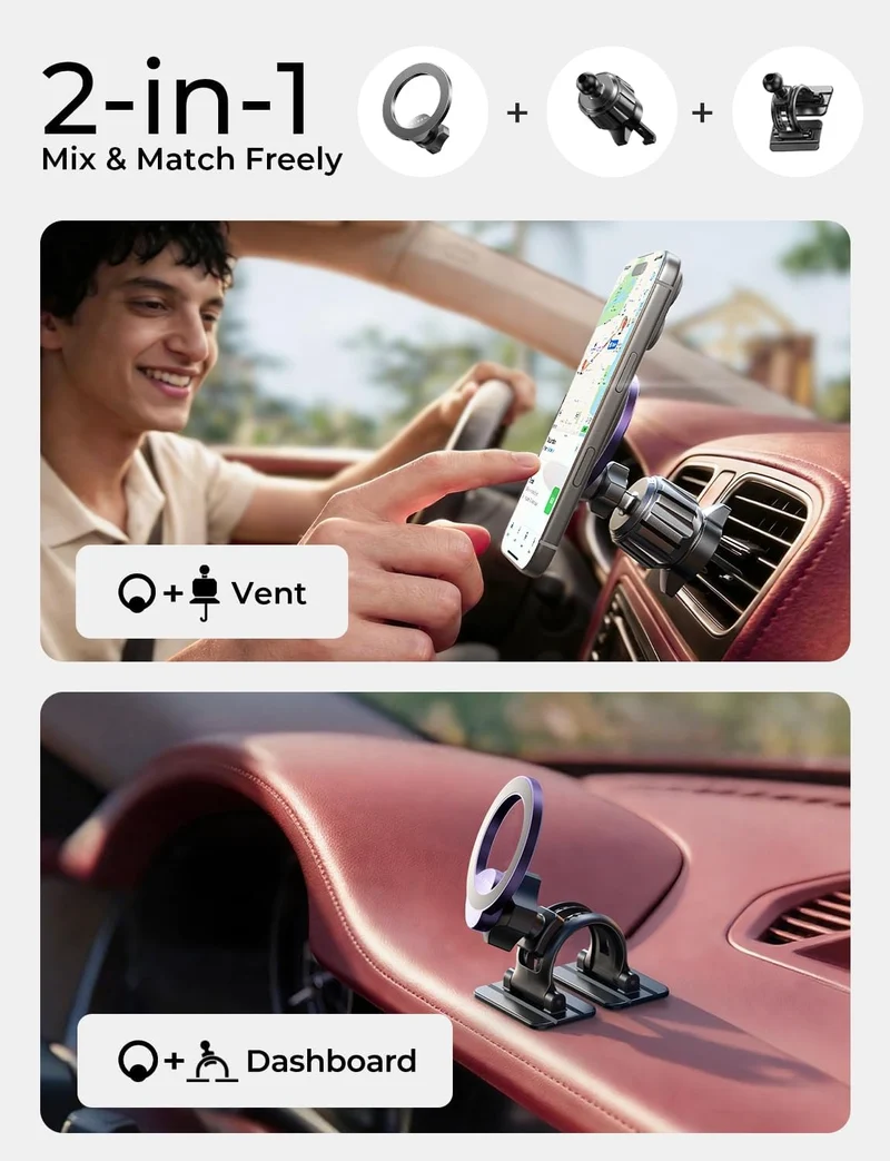LISEN for iPhone 18 Pro Max Car Mount Holder Magnets Magnetic for MagSafe Car Mount Vent Dashboard Magnet Cell Phone Holder Mounts Car Accessories fit iPhone 18 Pro Max 17 16 15 14 13 12 Purple