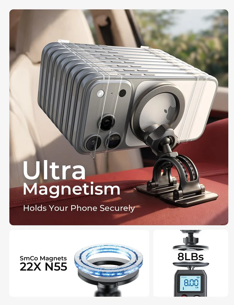 LISEN for iPhone 18 Pro Max Car Mount Holder Magnets Magnetic for MagSafe Car Mount Vent Dashboard Magnet Cell Phone Holder Mounts Car Accessories fit iPhone 18 Pro Max 17 16 15 14 13 12 Carbon Fiber