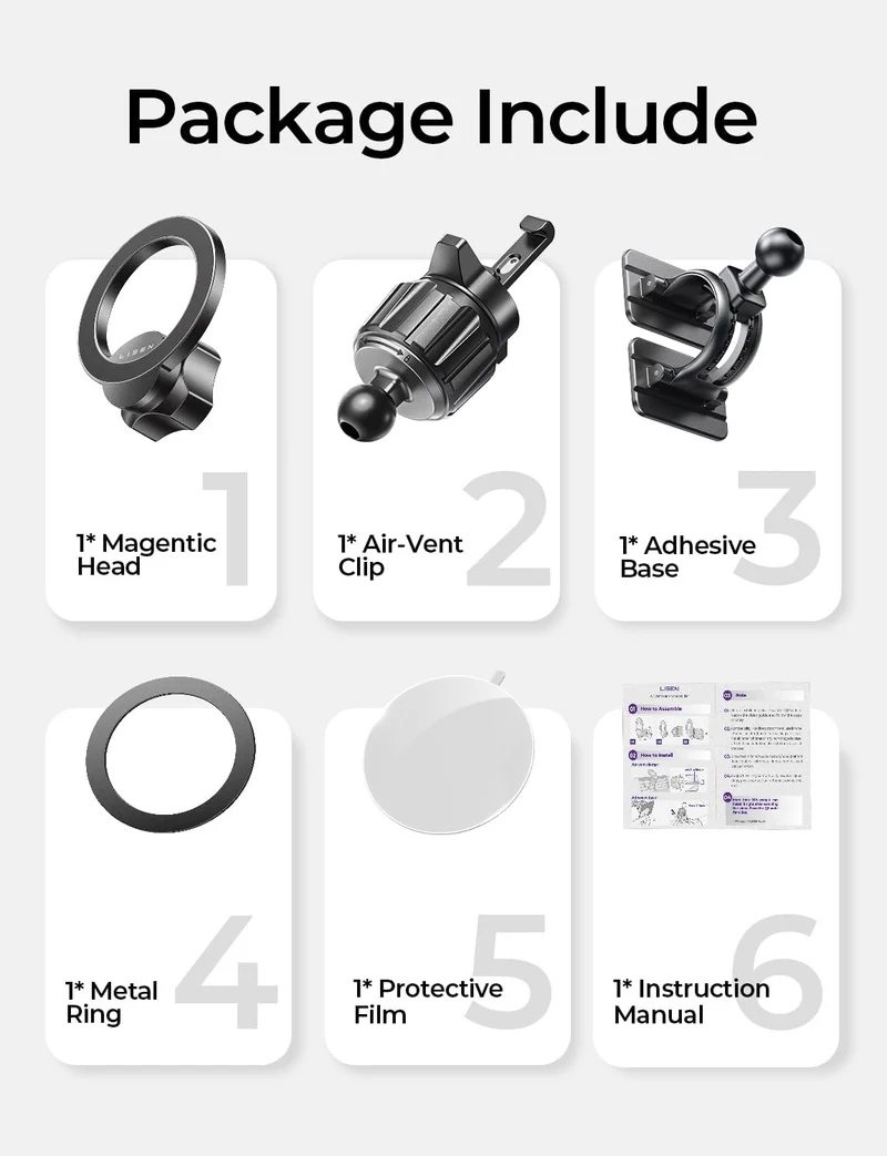 LISEN for iPhone 18 Pro Max Car Mount Holder Magnets Magnetic for MagSafe Car Mount Vent Dashboard Magnet Cell Phone Holder Mounts Car Accessories fit iPhone 18 Pro Max 17 16 15 14 13 12 Carbon Fiber