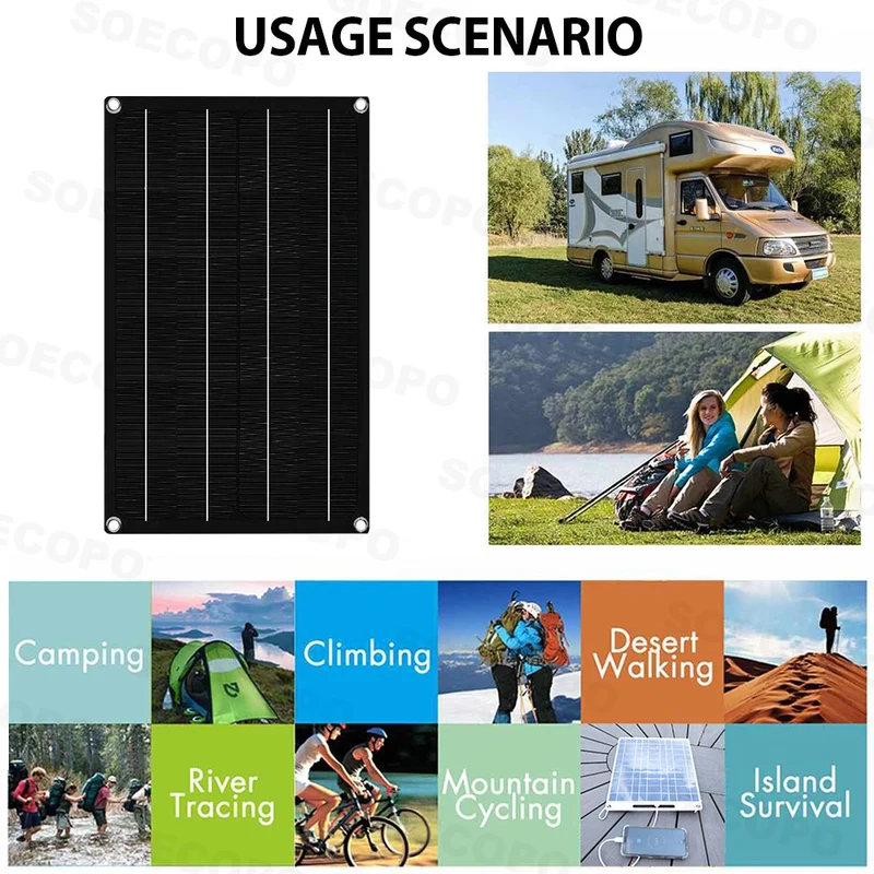SOECOPO 30000W Solar System Kit 600W Photovoltaic Panel Inverter 12V/24V To 110V/220V with 100A Controller for Home Camping
