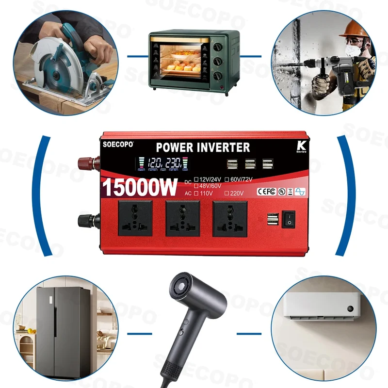 15000W Peak Solar System Kit 600W Panel DC 12V/24V To AC 110V/220V Inverter 100A Controller Complete Off Grid For Camping/Home