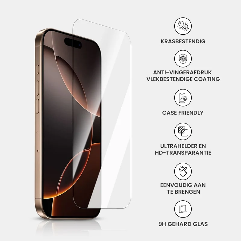 Casify Gehard Glas Screenprotector voor de iPhone 15 Plus / 16 Plus