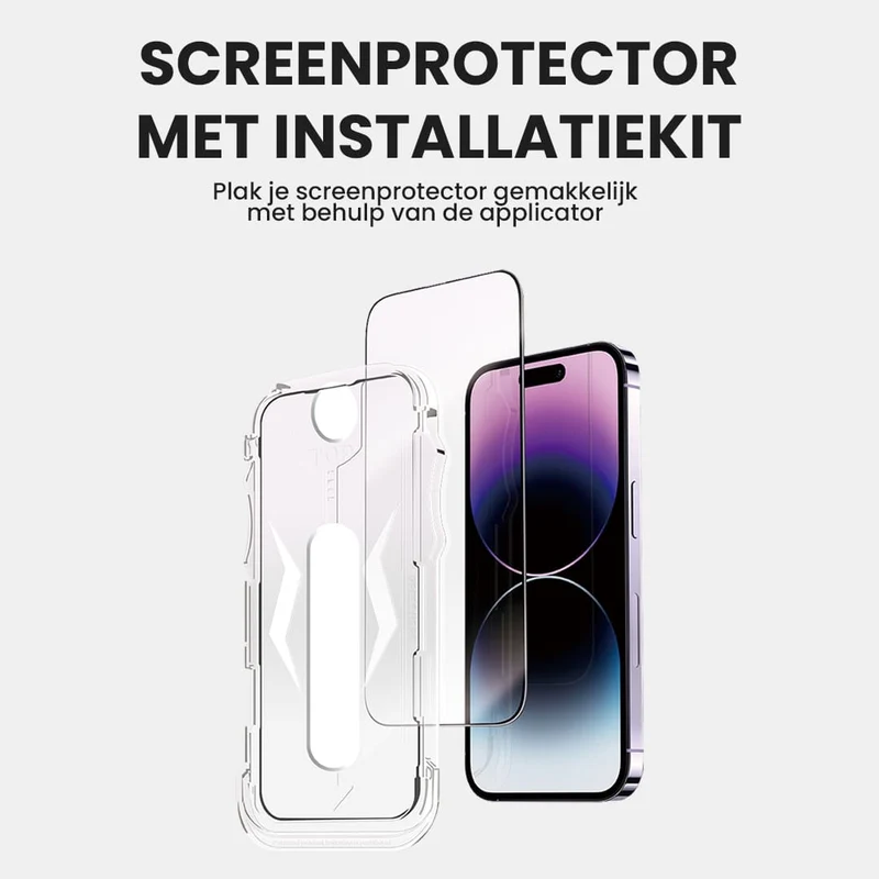 Casify Gehard Glas Full Cover Screenprotector met installatiekit voor de iPhone 16 Pro / 17