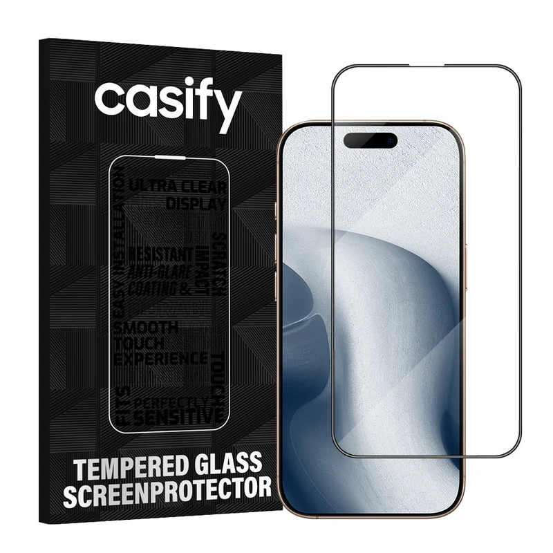 Casify Gehard Glas Full Cover Screenprotector voor de iPhone 16 Pro / 17
